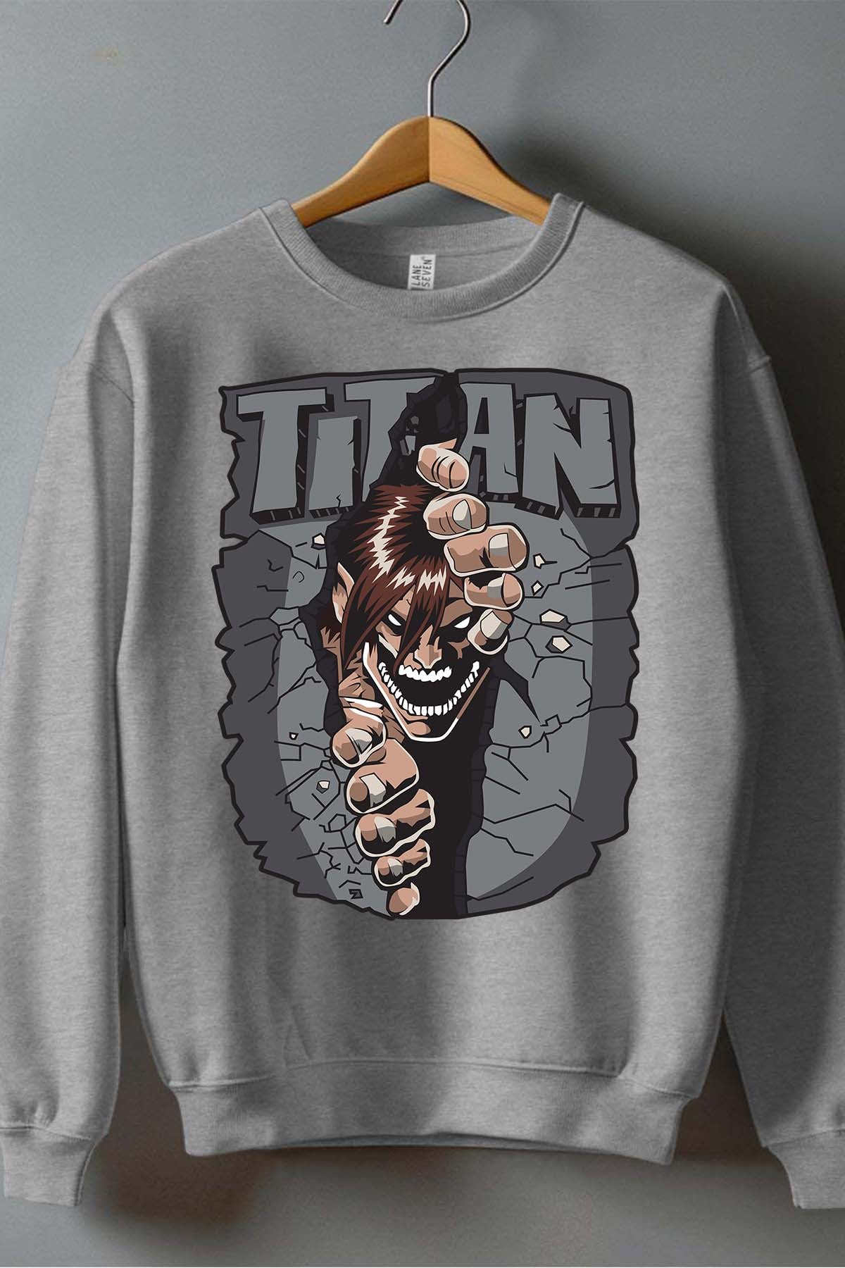 COULEUR:Gris|Sweat Col Rond Homme | Attaques des Titans 5 Gris