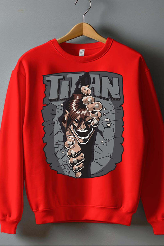 COULEUR:Rouge|Sweat Col Rond Homme | Attaques des Titans 5 Rouge