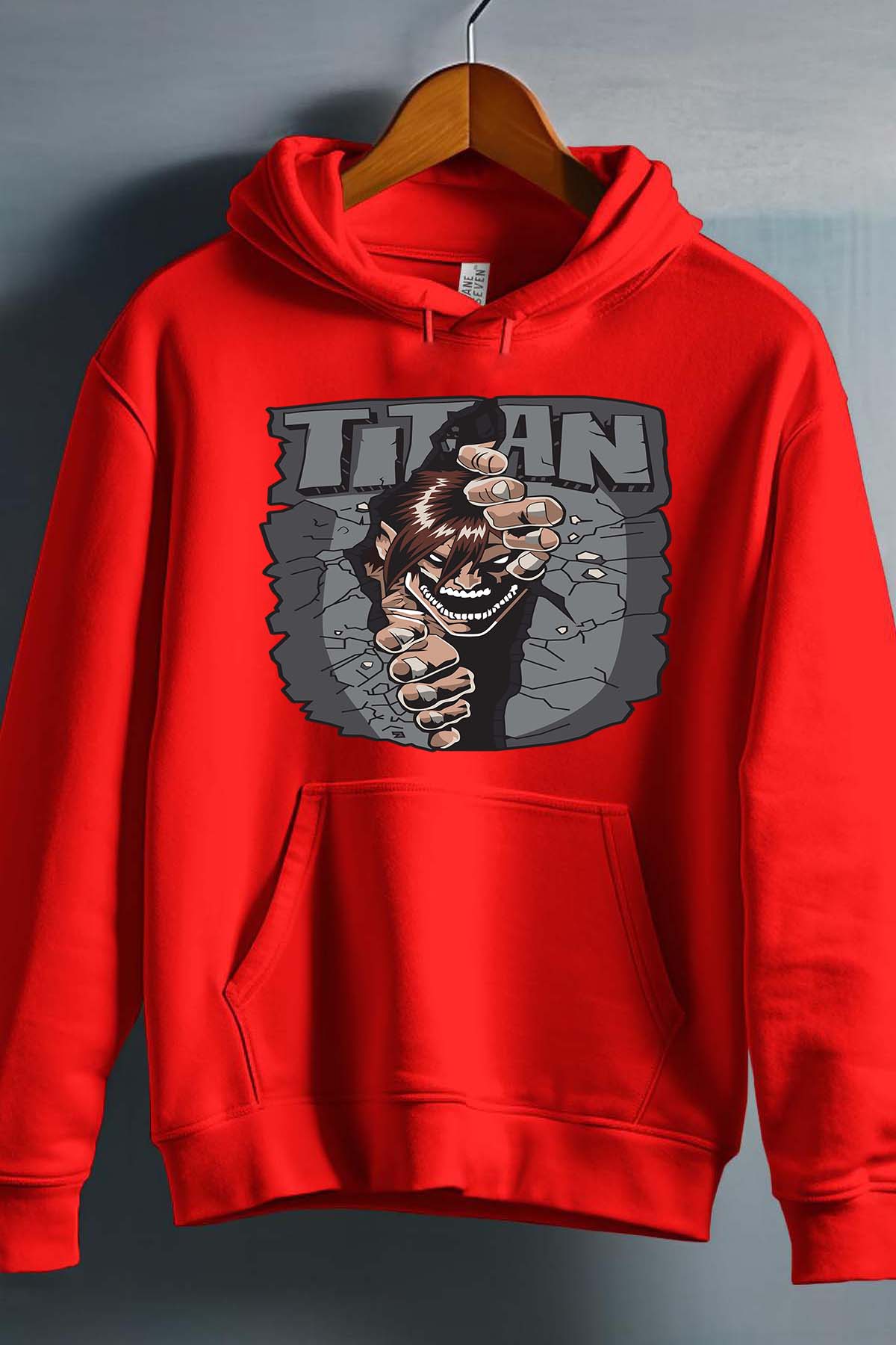 COULEUR:Rouge|Sweat Capuche Garçon | Attaques des Titans 5 Rouge