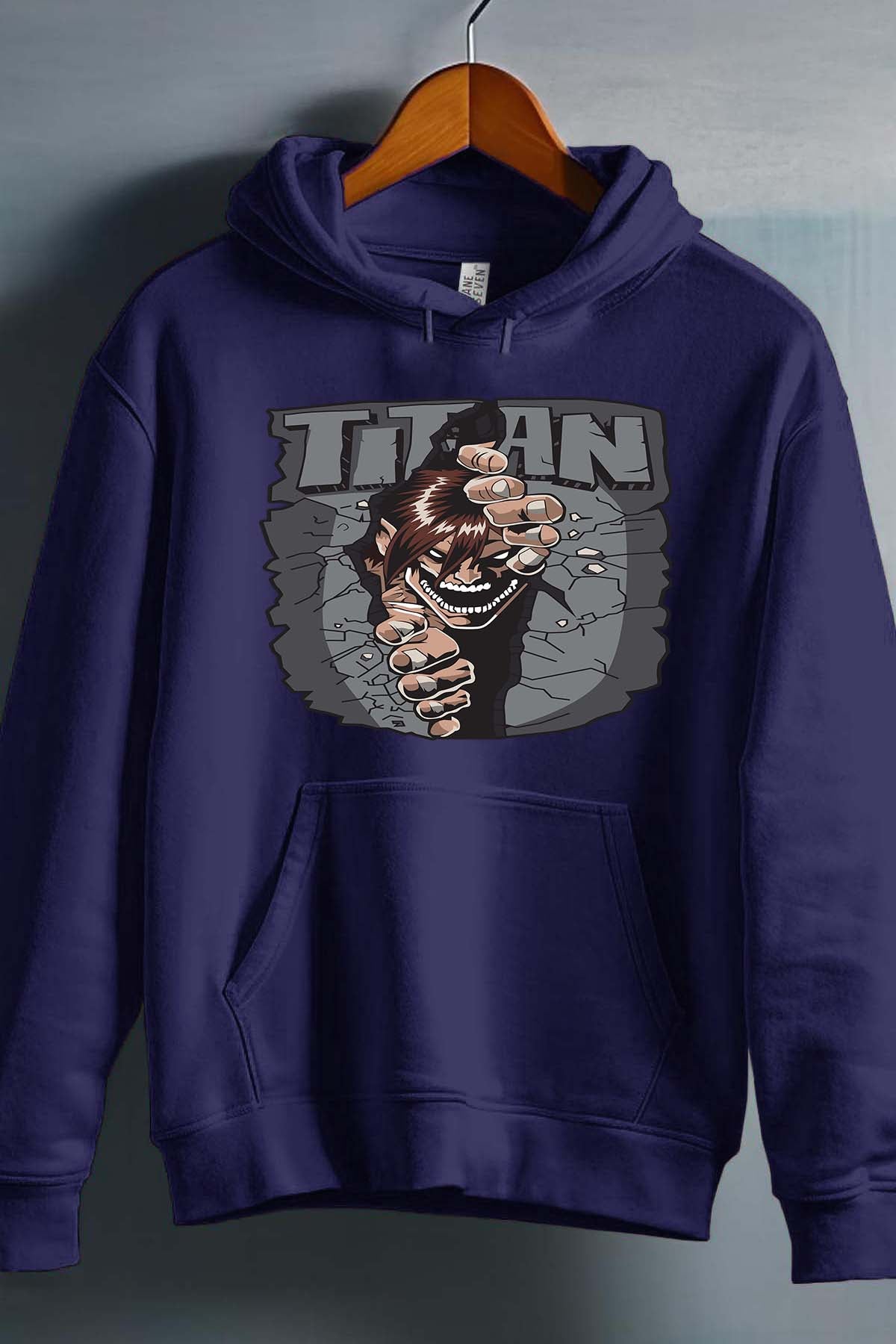 COULEUR:Marine|Sweat Capuche Homme | Attaques des Titans 5 Marine