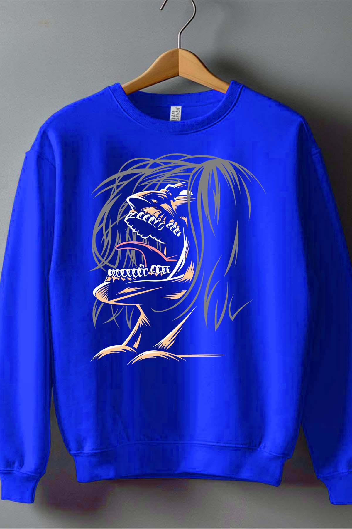 COULEUR:Bleu Roi|Sweat Col Rond Homme | Attaques des Titans 6 Bleu Roi