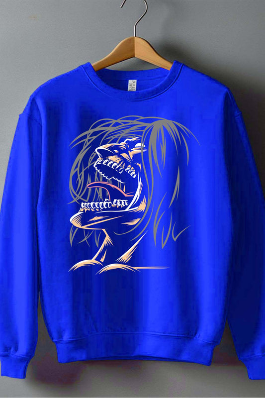 COULEUR:Bleu Roi|Sweat Col Rond Homme | Attaques des Titans 6 Bleu Roi