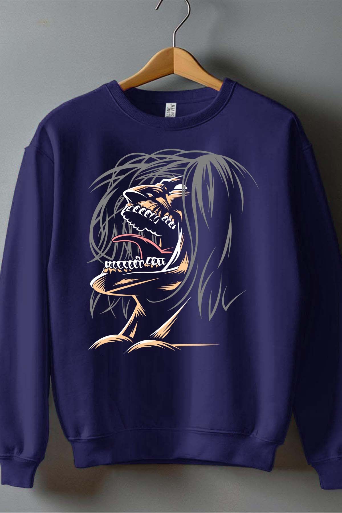 COULEUR:Marine|Sweat Col Rond Homme | Attaques des Titans 6 Marine