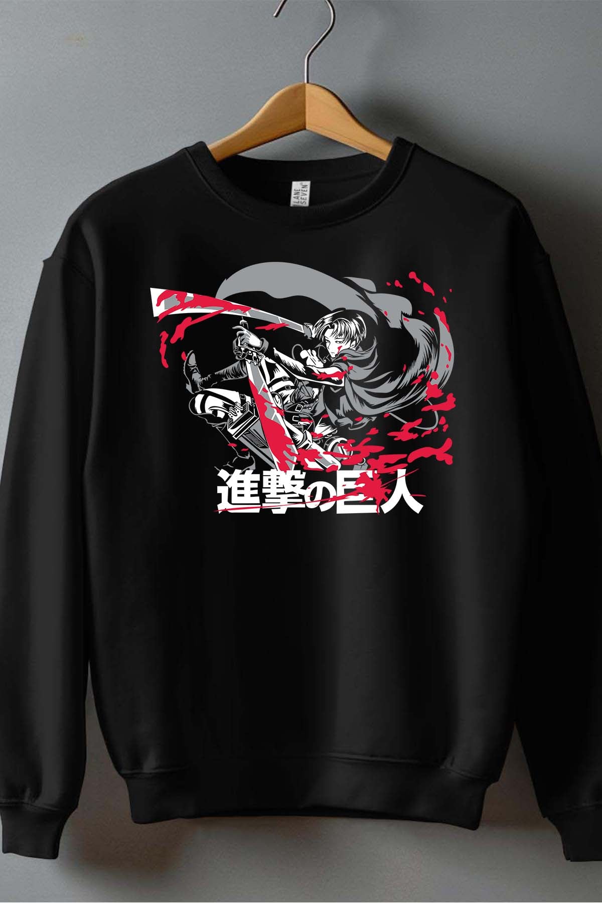 COULEUR:Noir|Sweat Col Rond Homme | Attaques des Titans 7 Noir