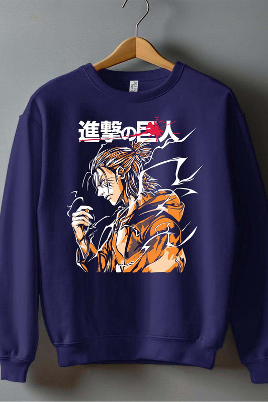 COULEUR:Marine|Sweat Col Rond Garçon | Attaques des Titans 8 Marine