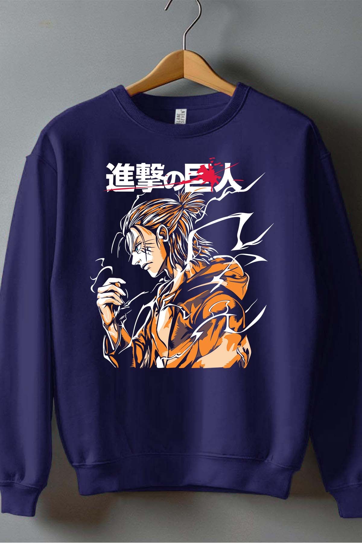 COULEUR:Marine|Sweat Col Rond Homme | Attaques des Titans 8 Marine
