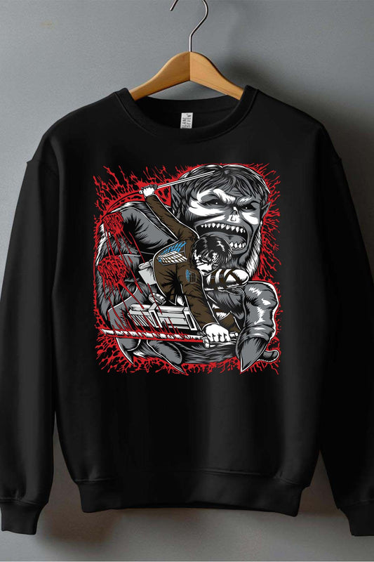 COULEUR:Noir|Sweat Col Rond Garçon | Attaques des Titans 9 Noir