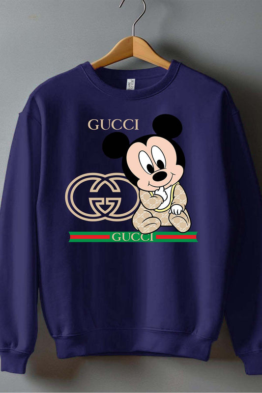 COULEUR:Marine|Sweat Col Rond Garçon | BB Mickey Gucci Adorable Marine