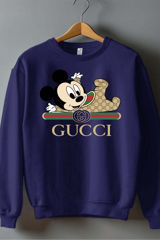COULEUR:Marine|Sweat Col Rond Garçon | BB Mickey Gucci Allongé Marine