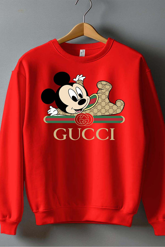 COULEUR:Rouge|Sweat Col Rond Garçon | BB Mickey Gucci Allongé Rouge