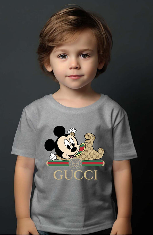 COULEUR:Gris|T-shirt Garçon | BB Mickey Gucci Allongé Gris