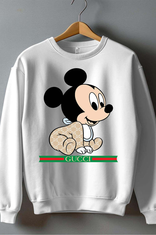 COULEUR:Blanc|Sweat Col Rond Garçon | BB Mickey Gucci Assis Blanc