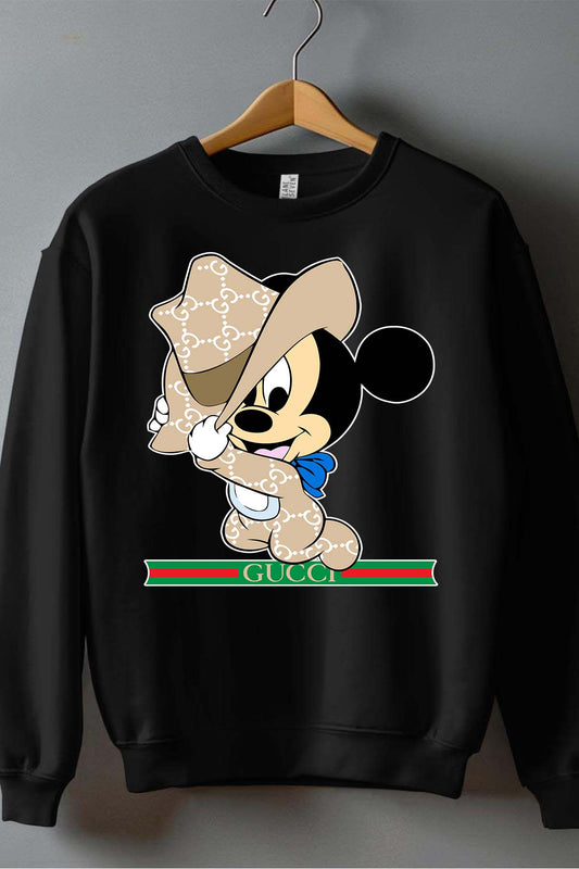 COULEUR:Noir|Sweat Col Rond Garçon | BB Mickey Gucci Chapeau Noir
