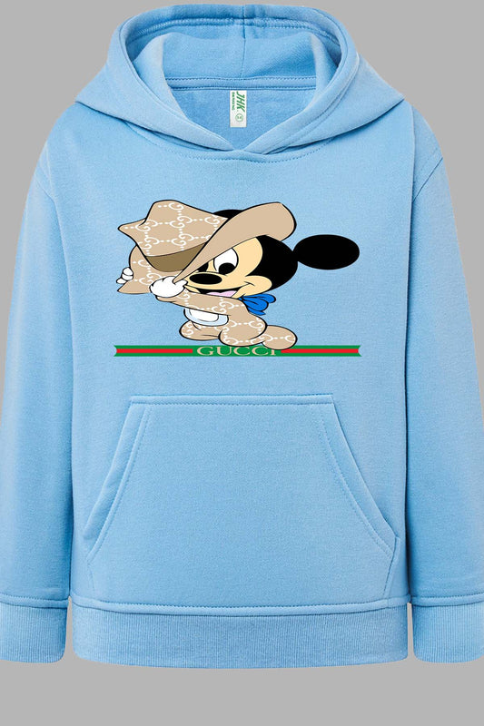 COULEUR:Bleu Ciel|Sweat Capuche Fille | BB Mickey Gucci Chapeau Bleu Ciel