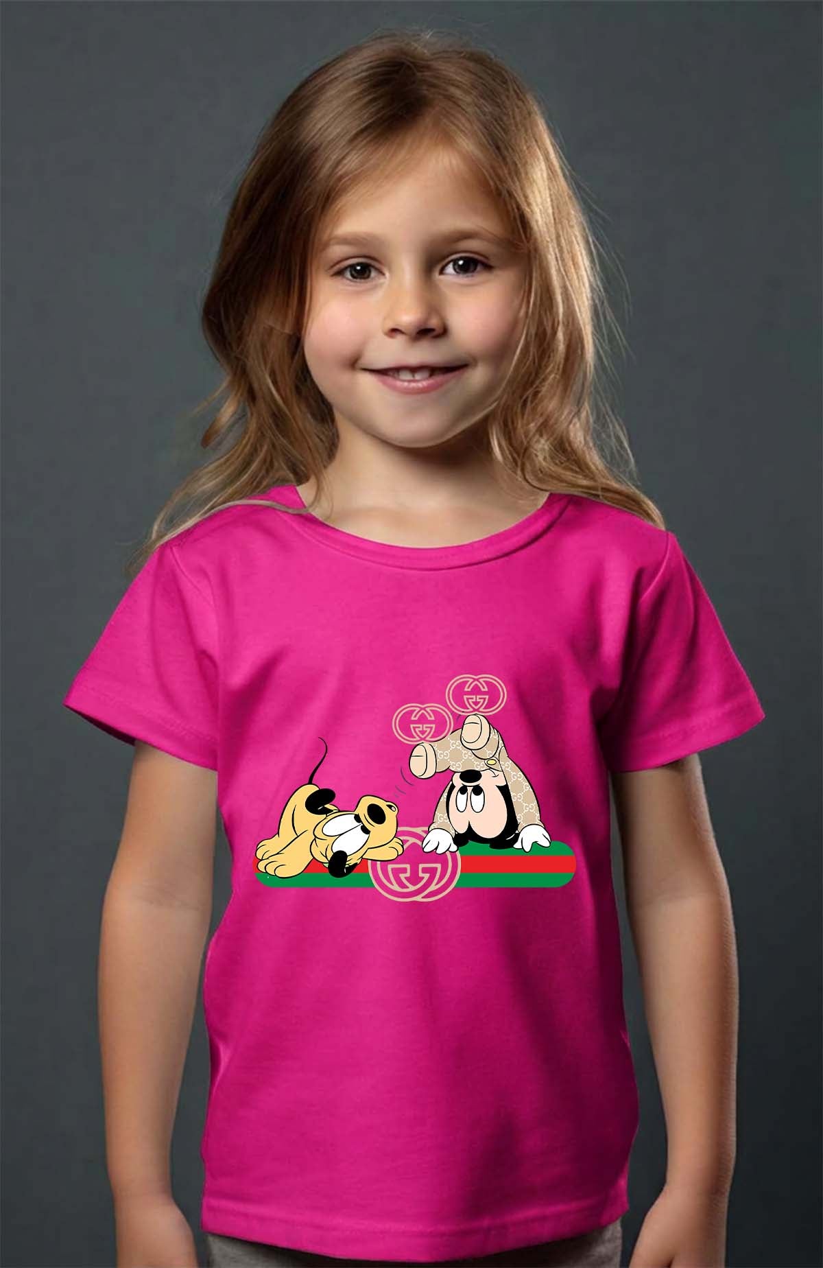 COULEUR:Fuchsia|T-shirt Fille | BB Mickey Plutit Gucci Fuchsia