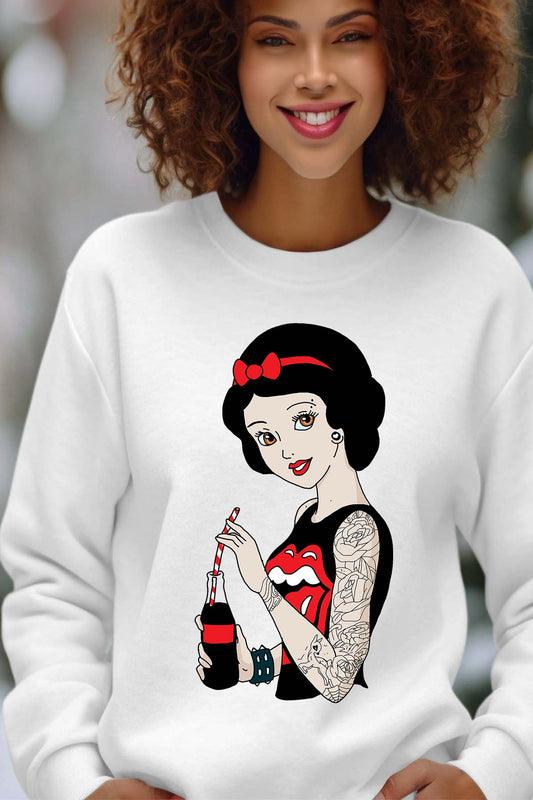 COULEUR:Blanc|Sweat Col Rond Femme | B neige cola Blanc
