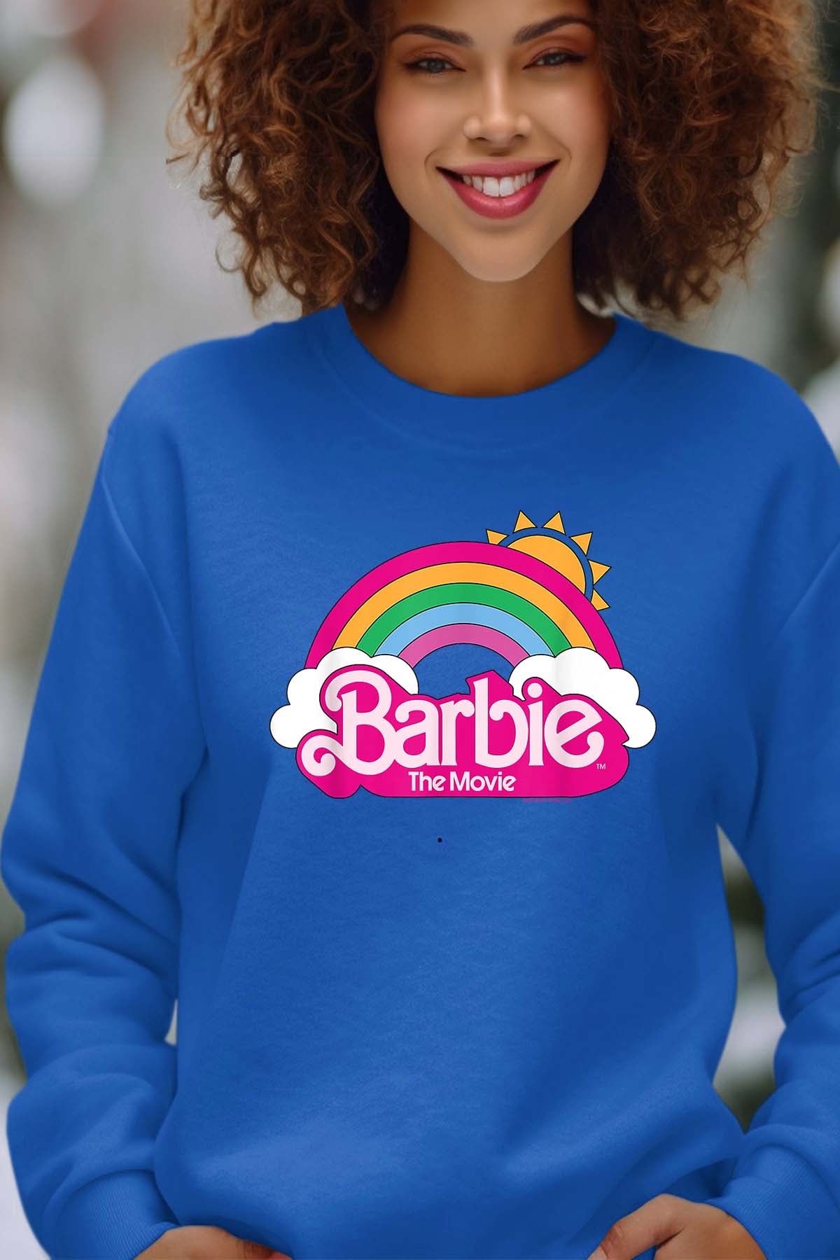 COULEUR:Bleu Roi|Sweat Col Rond Femme | Barbie Arc en ciel Bleu Roi