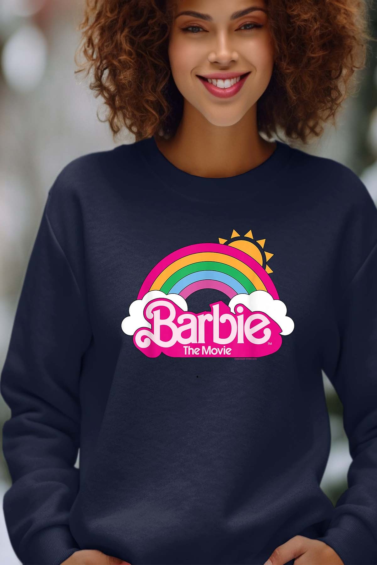 COULEUR:Marine|Sweat Col Rond Femme | Barbie Arc en ciel Marine