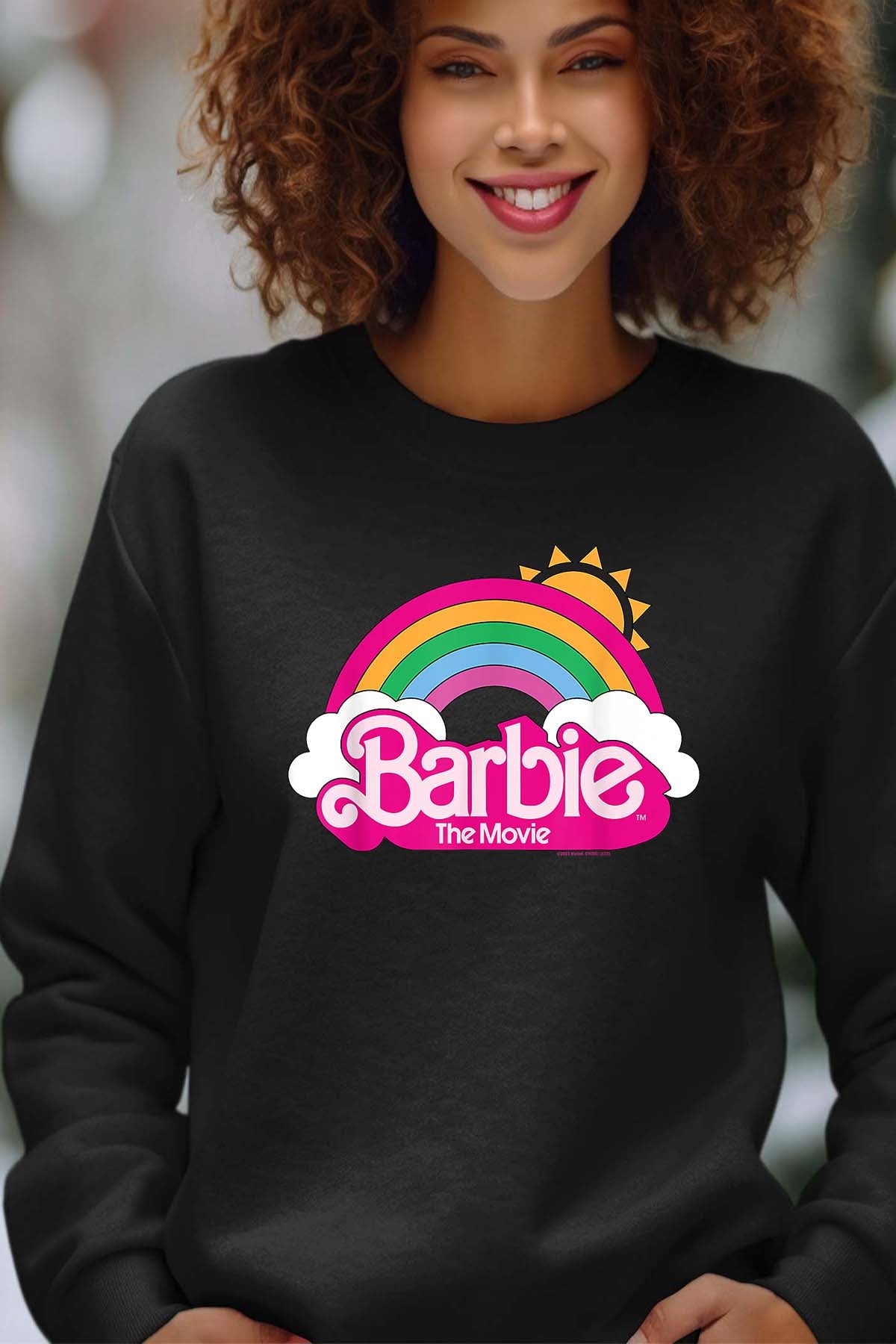 COULEUR:Noir|Sweat Col Rond Femme | Barbie Arc en ciel Noir