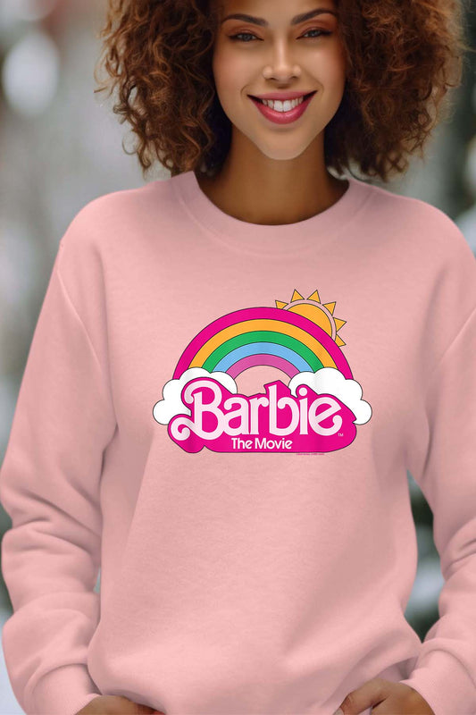 COULEUR:Rose|Sweat Col Rond Femme | Barbie Arc en ciel Rose