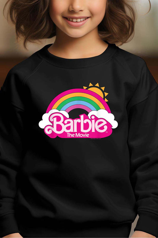 COULEUR:Noir|Sweat Col Rond Fille | Barbie Arc en ciel Noir