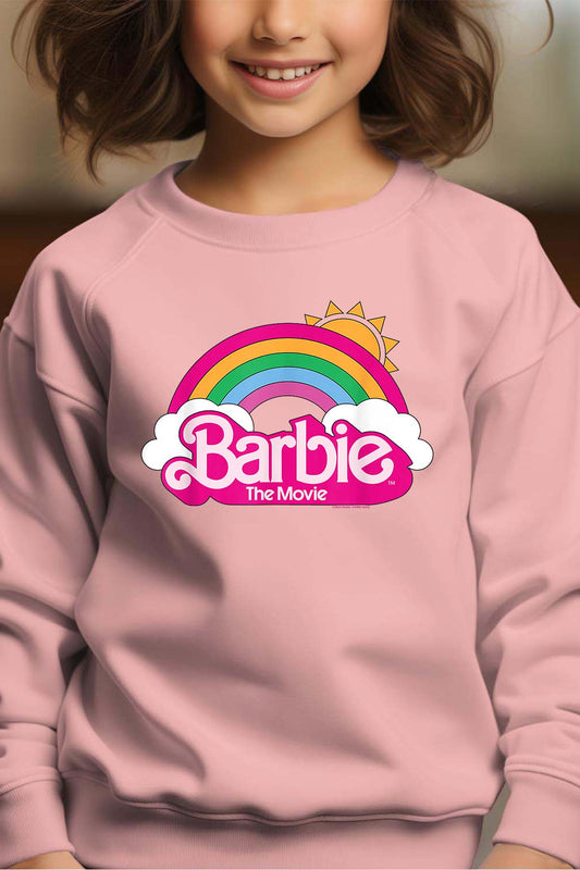 COULEUR:Rose|Sweat Col Rond Fille | Barbie Arc en ciel Rose