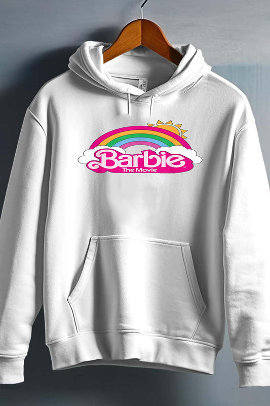 COULEUR:Blanc|Sweat Capuche Fille | Barbie Arc en ciel Blanc