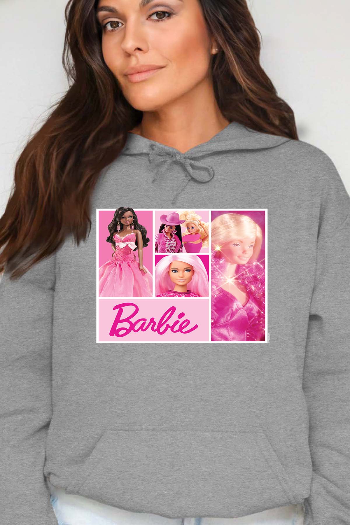 COULEUR:Gris|Sweat Capuche Femme | Barbie Dolls collage Gris