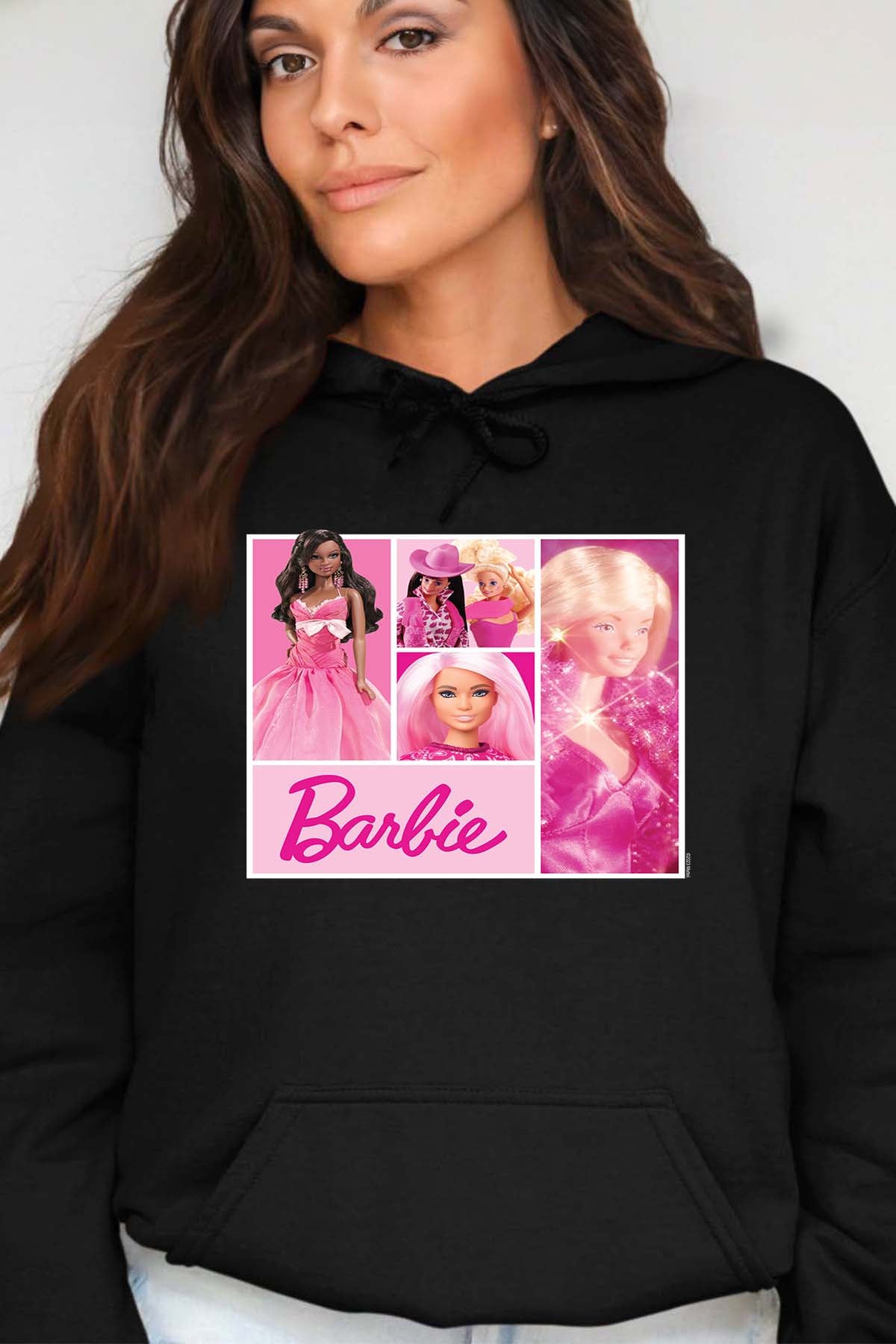 COULEUR:Noir|Sweat Capuche Femme | Barbie Dolls collage Noir