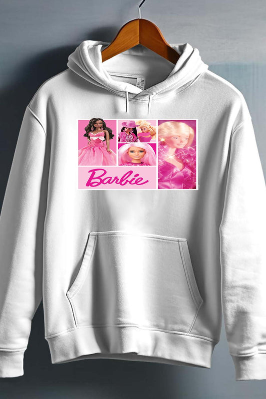 COULEUR:Blanc|Sweat Capuche Fille | Barbie Dolls collage Blanc