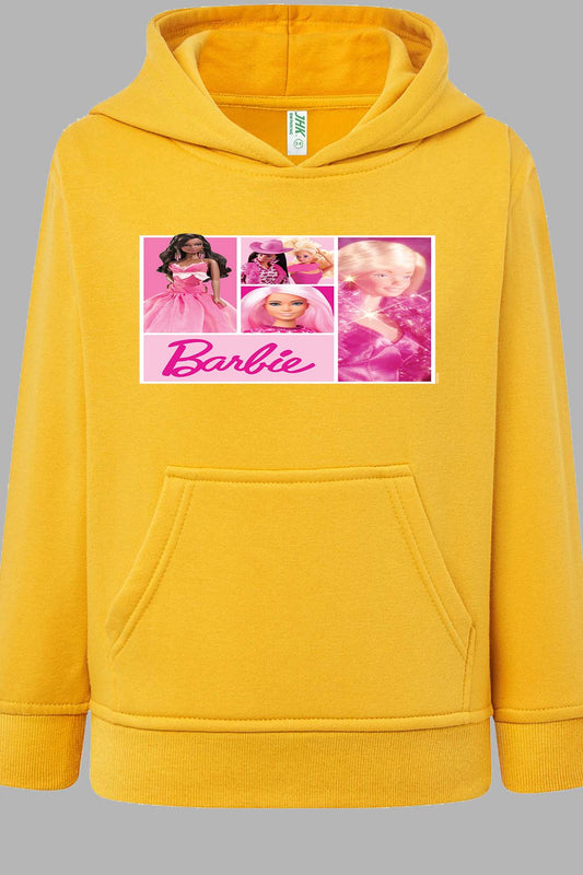 COULEUR:Jaune|Sweat Capuche Fille | Barbie Dolls collage Jaune
