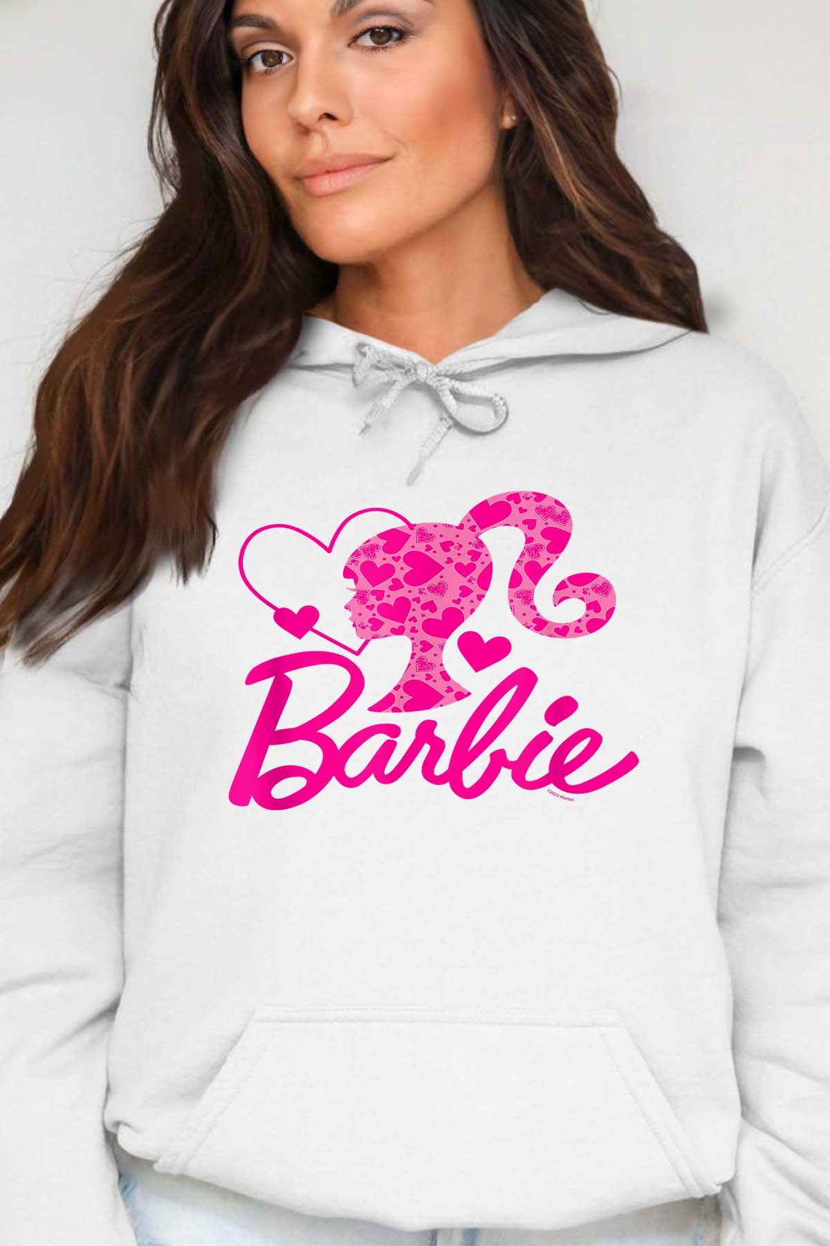 COULEUR:Blanc|Sweat Capuche Femme | Barbie Heart Blanc