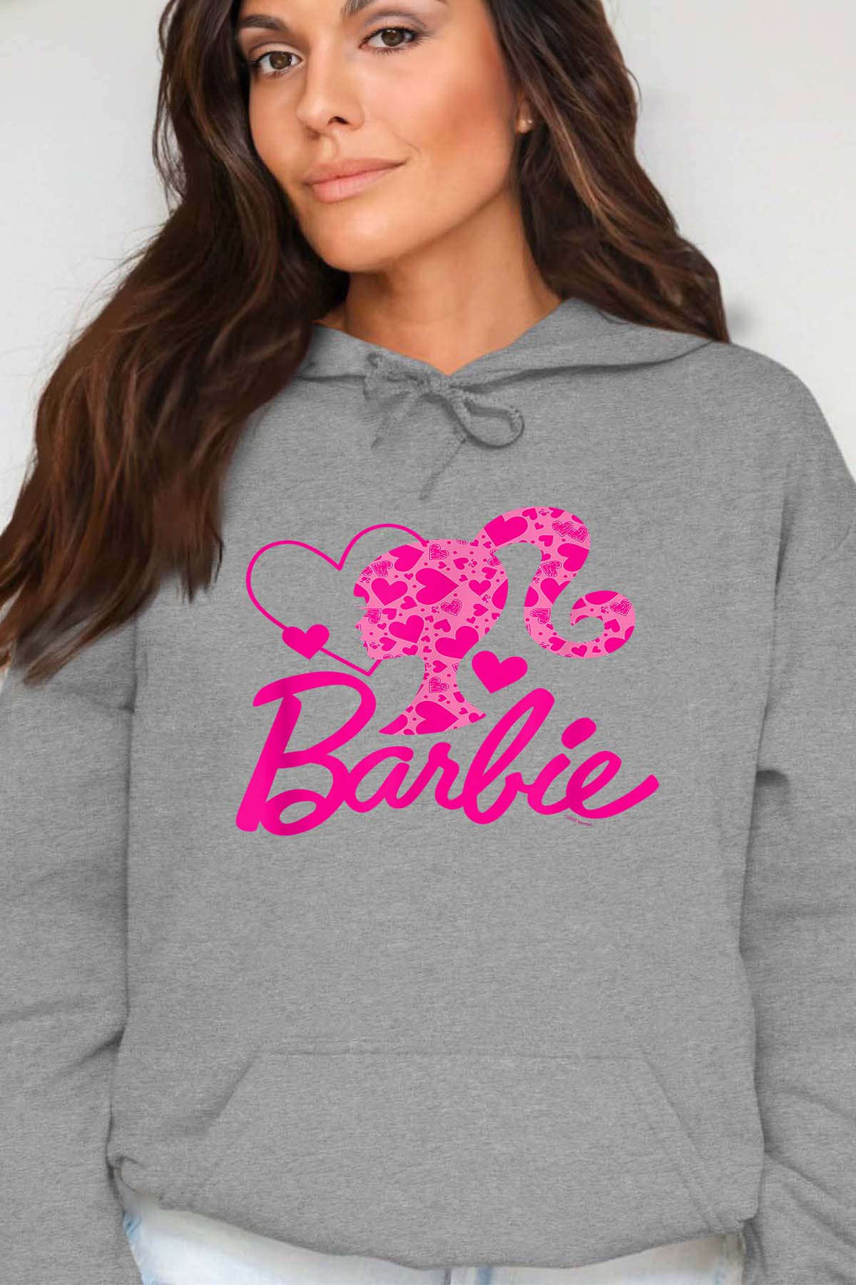COULEUR:Gris|Sweat Capuche Femme | Barbie Heart Gris