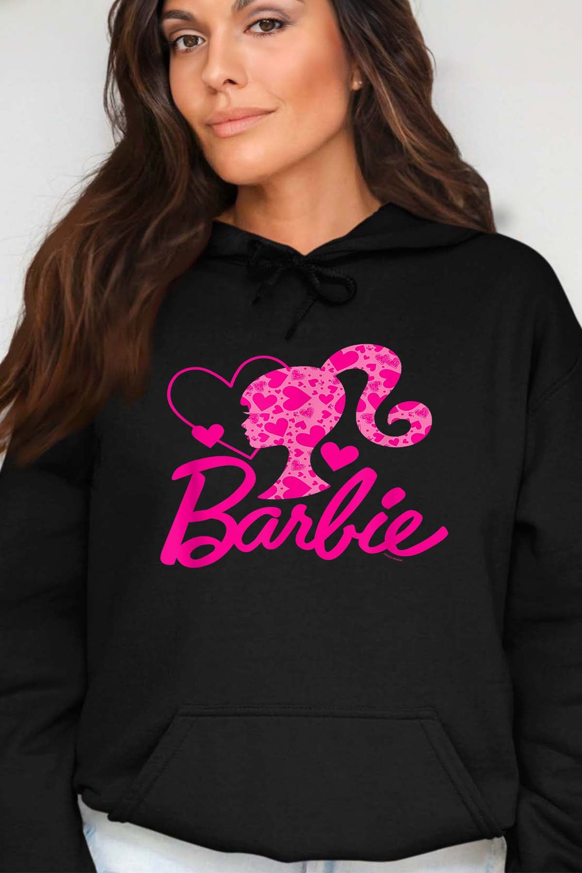 COULEUR:Noir|Sweat Capuche Femme | Barbie Heart Noir