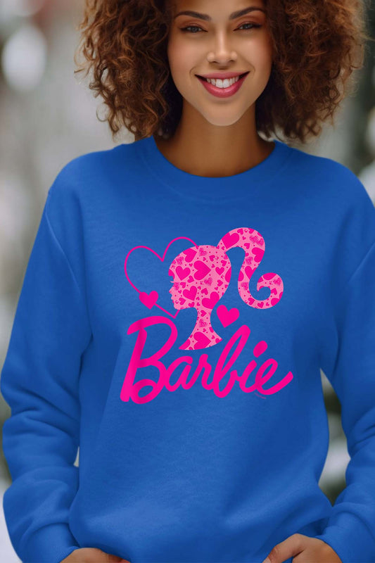 COULEUR:Bleu Roi|Sweat Col Rond Femme | Barbie Heart Bleu Roi