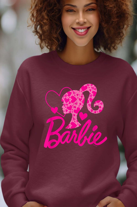 COULEUR:Bordeaux|Sweat Col Rond Femme | Barbie Heart Bordeaux