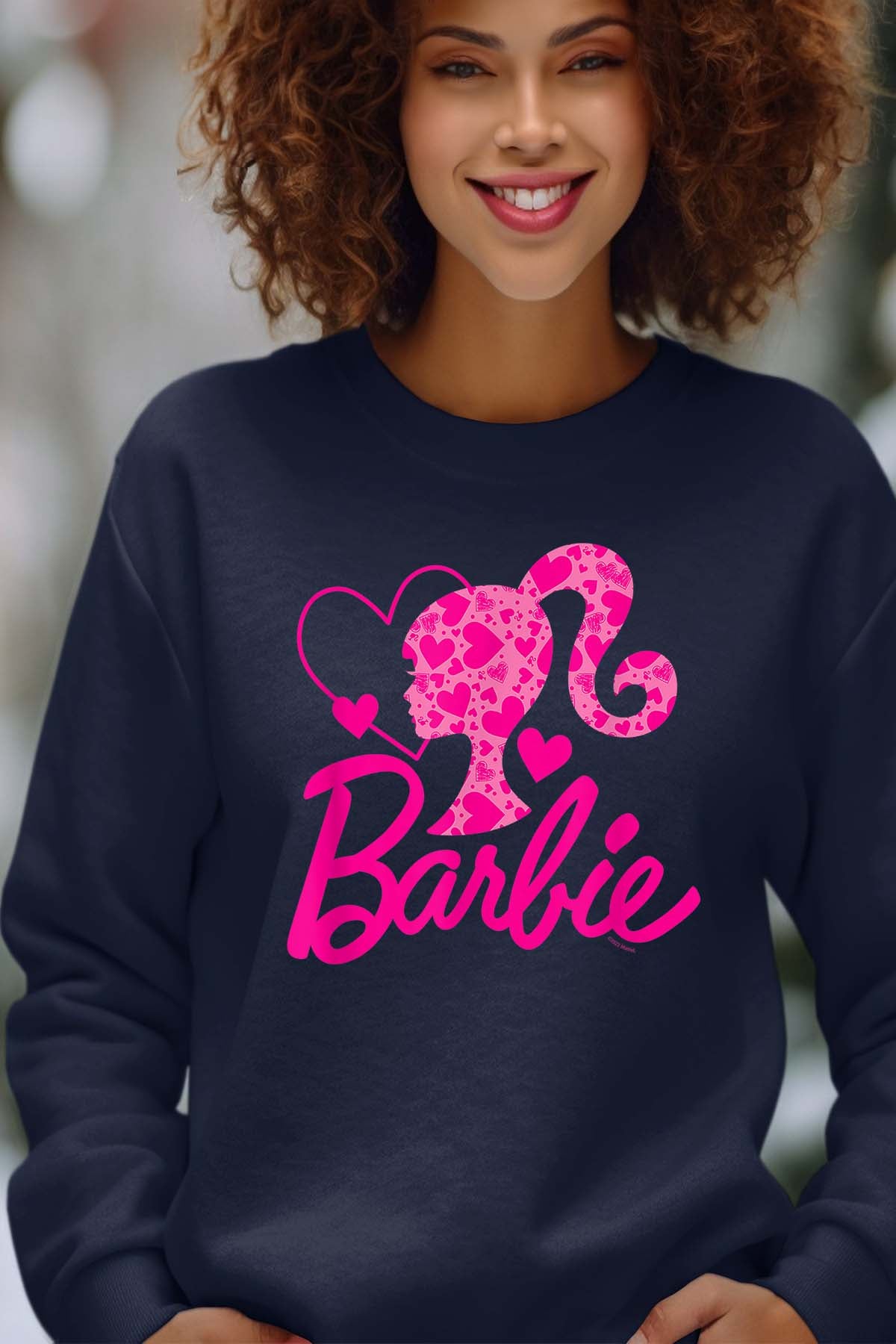 COULEUR:Marine|Sweat Col Rond Femme | Barbie Heart Marine