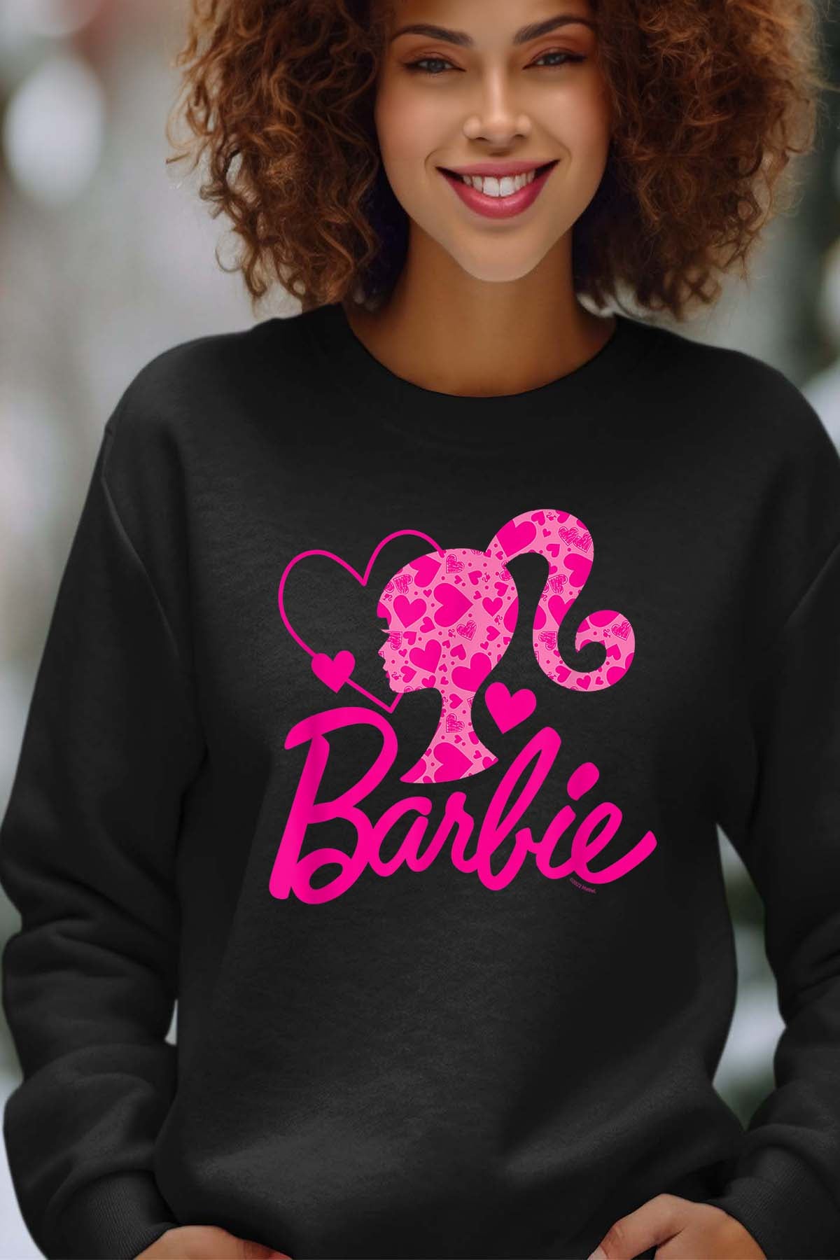 COULEUR:Noir|Sweat Col Rond Femme | Barbie Heart Noir