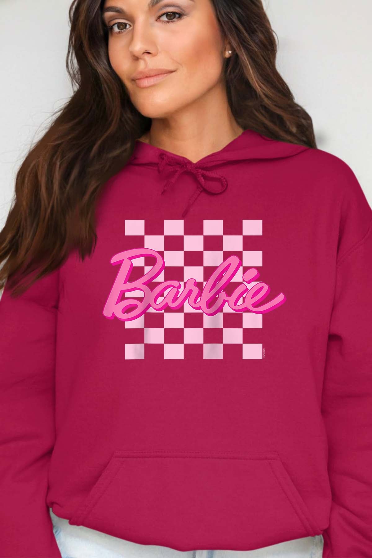 COULEUR:Bordeaux|Sweat Capuche Femme | Barbie Raglan Bordeaux