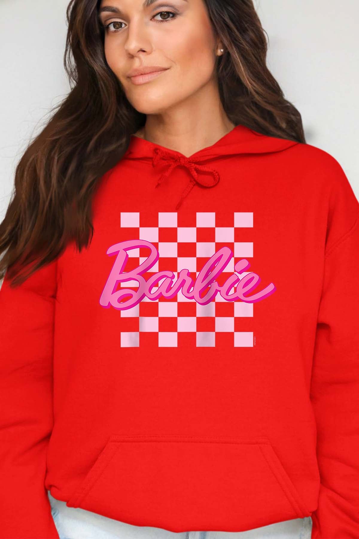 COULEUR:Rouge|Sweat Capuche Femme | Barbie Raglan Rouge