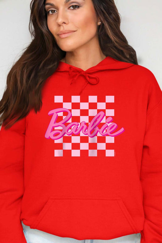 COULEUR:Rouge|Sweat Capuche Femme | Barbie Raglan Rouge