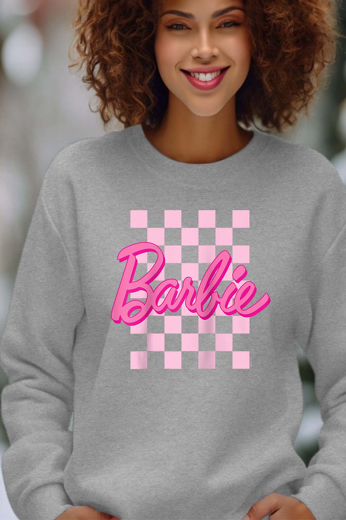 COULEUR:Gris|Sweat Col Rond Femme | Barbie Raglan Gris