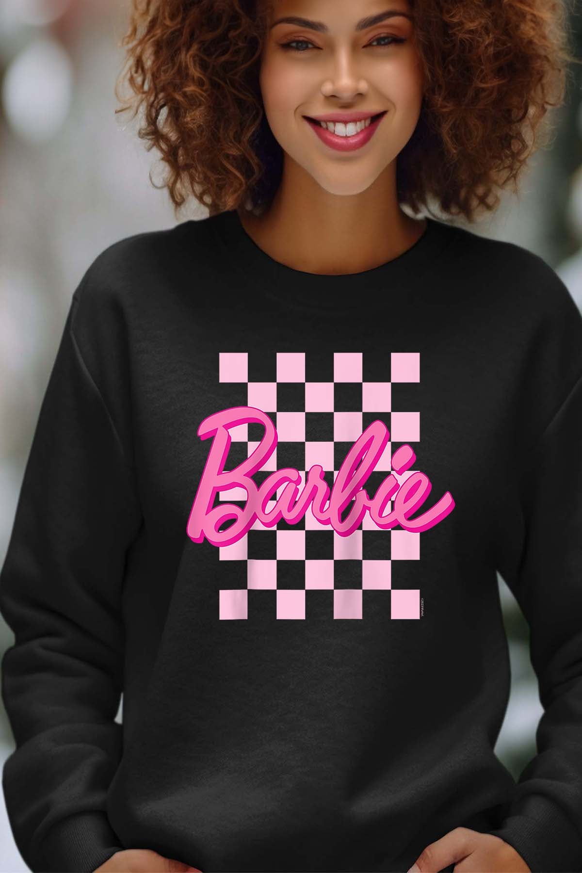 COULEUR:Noir|Sweat Col Rond Femme | Barbie Raglan Noir
