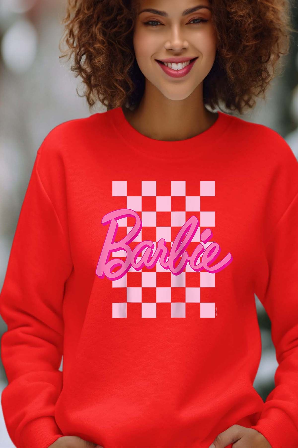 COULEUR:Rouge|Sweat Col Rond Femme | Barbie Raglan Rouge