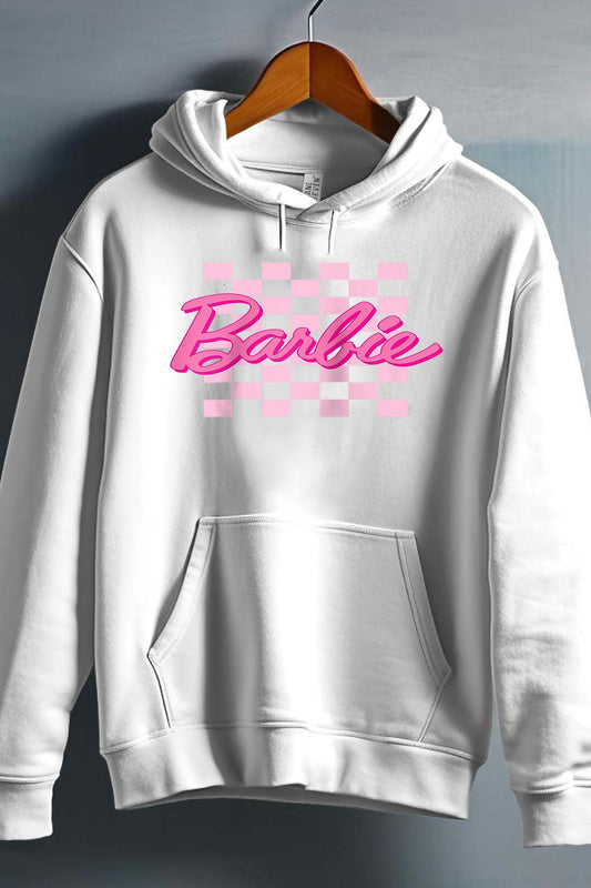 COULEUR:Blanc|Sweat Capuche Fille | Barbie Raglan Blanc