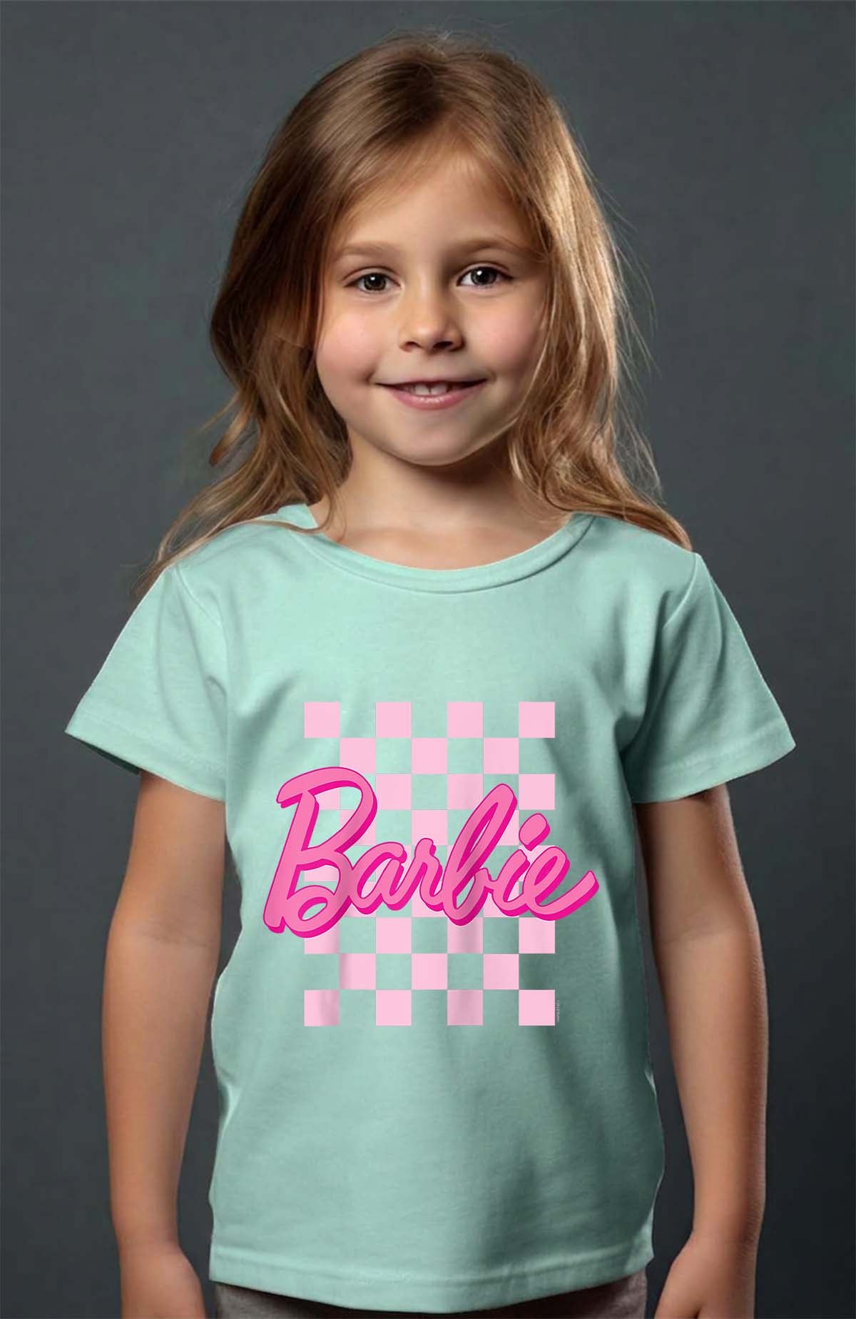 COULEUR:Vert d'eau|T-shirt Fille | Barbie Raglan Vert d'eau