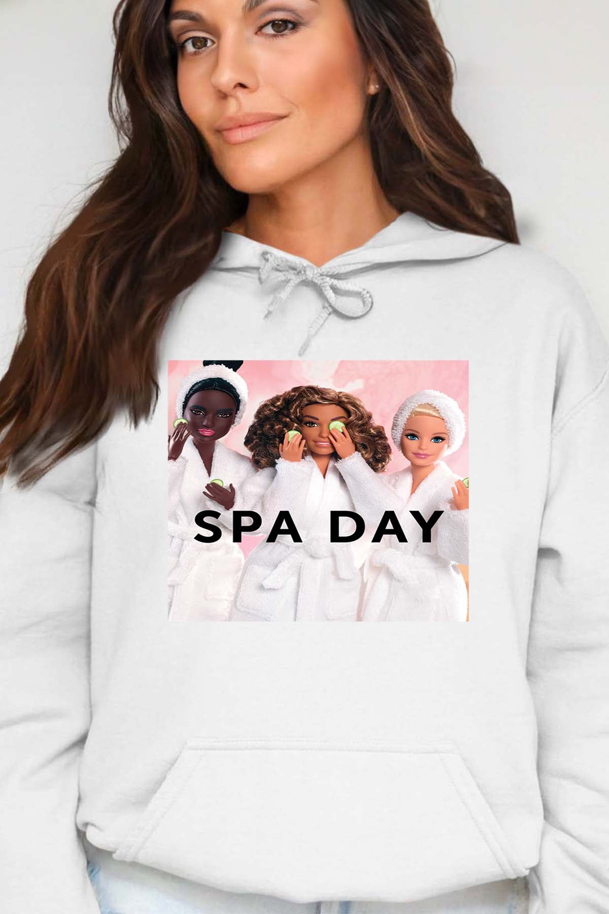 COULEUR:Blanc|Sweat Capuche Femme | Barbie Spa Day Blanc