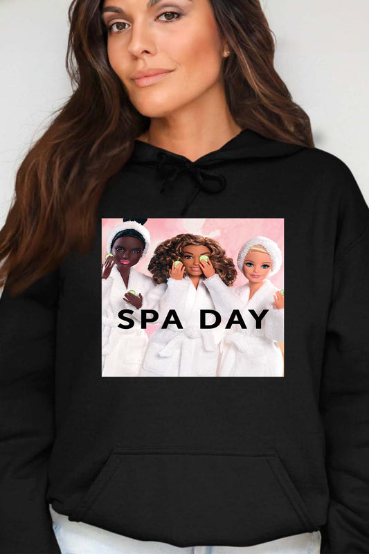 COULEUR:Noir|Sweat Capuche Femme | Barbie Spa Day Noir