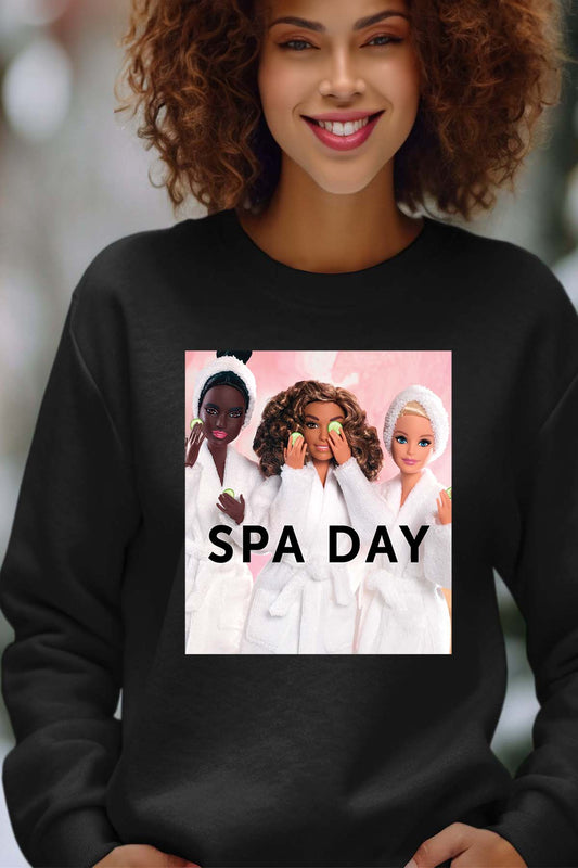COULEUR:Noir|Sweat Col Rond Femme | Barbie Spa Day Noir