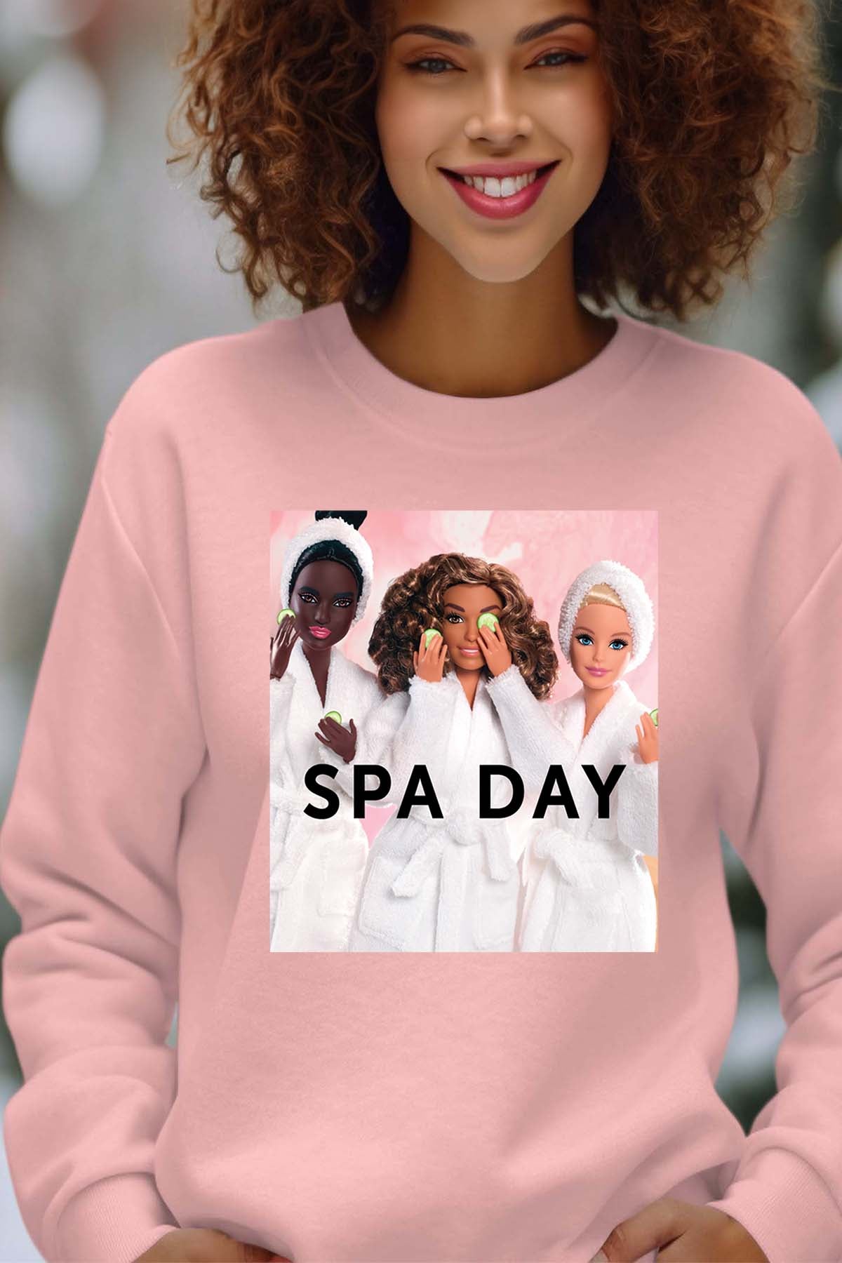 COULEUR:Rose|Sweat Col Rond Femme | Barbie Spa Day Rose